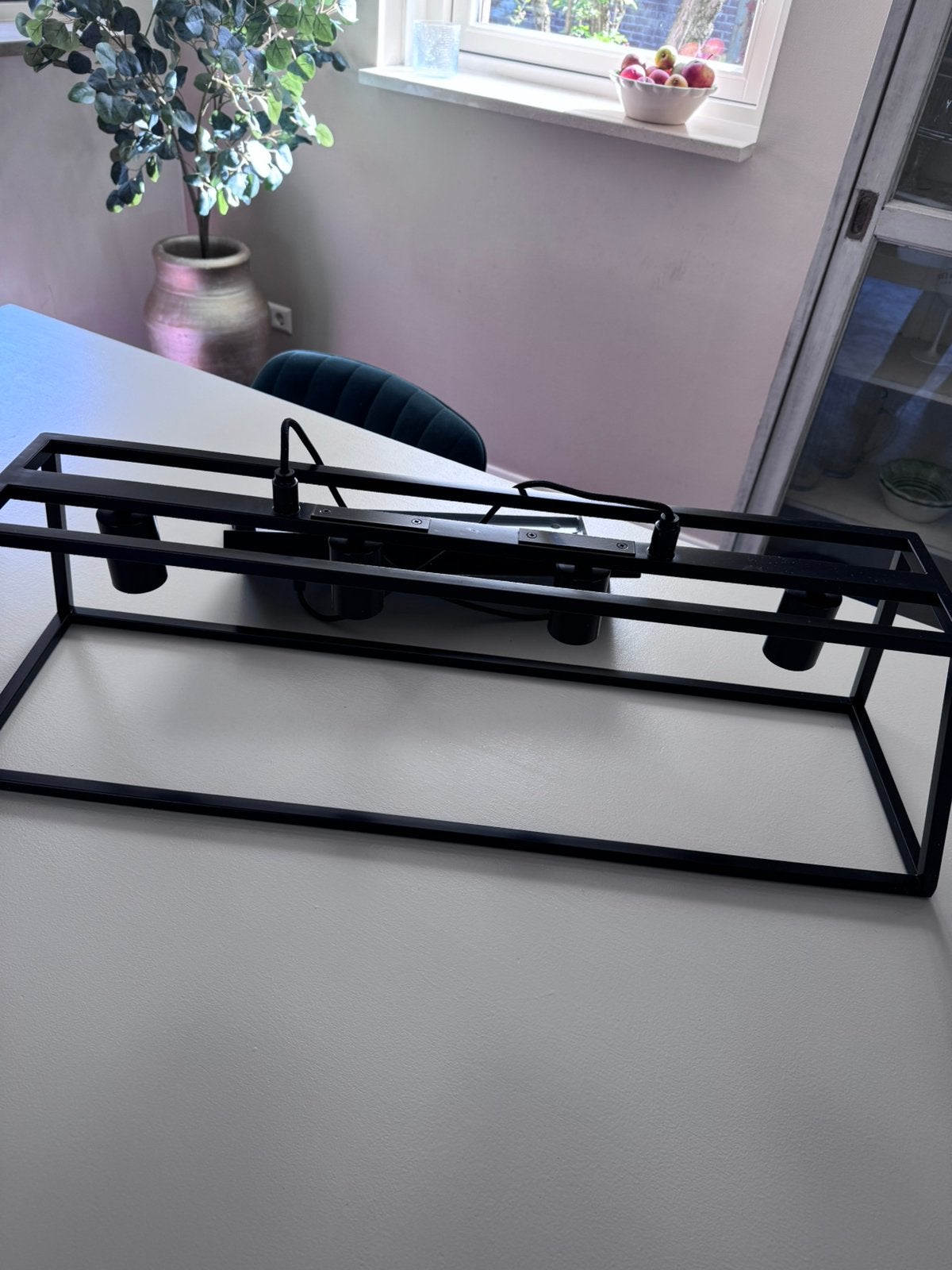 Hanglamp voor 4 lampen ikea FELSISK zwart, Ophalen, Overige materialen, Industrieel modern, E27 (groot)