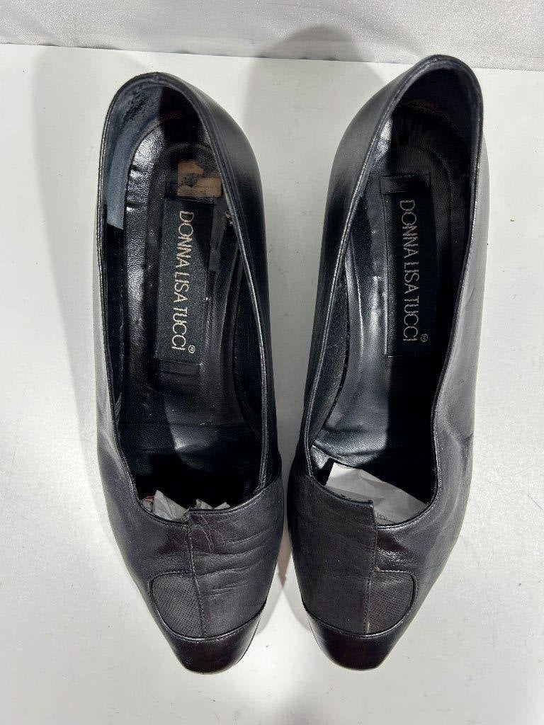 Maat 37,5 Donna Lisa Tucci nette zwart leren schoenen., Schoenen met lage hakken, Verzenden, Zwart, Gedragen
