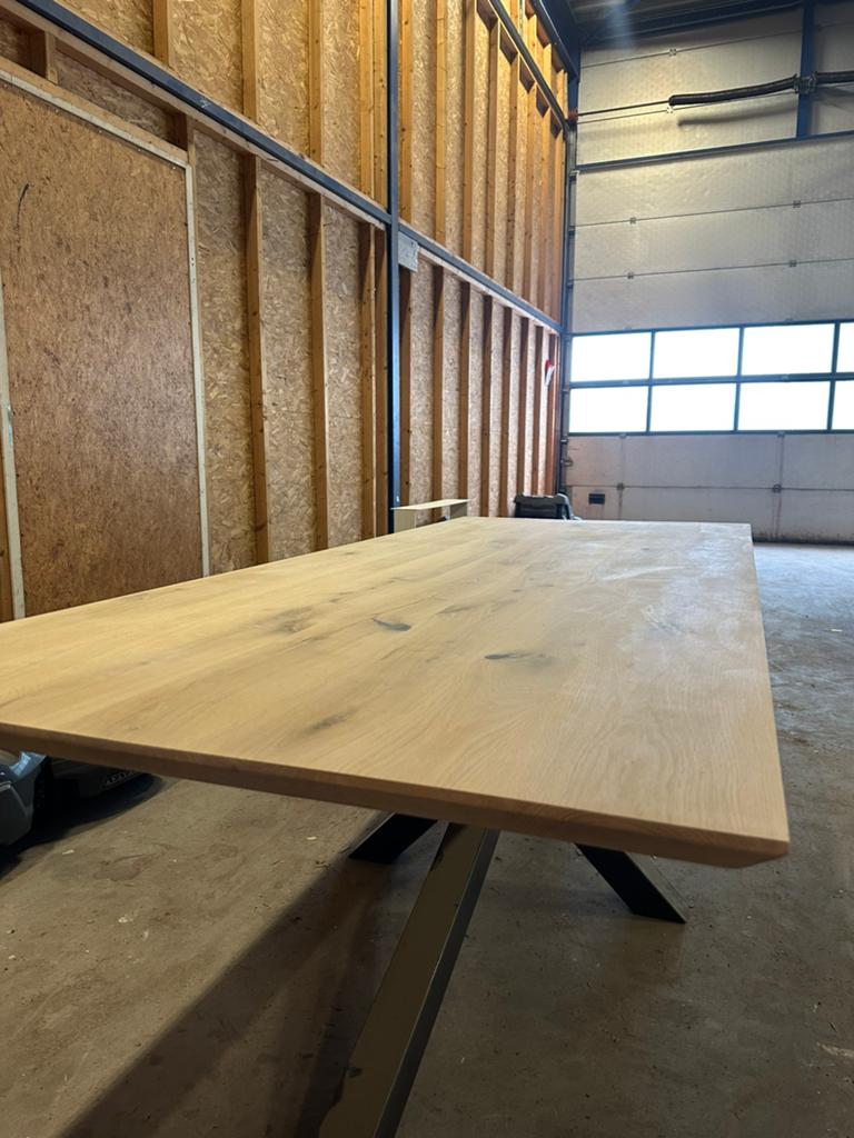 Massief eiken eettafel naar eigen keuze gemaakt!, Ophalen, Eikenhout, 50 tot 100 cm, Vijf personen of meer