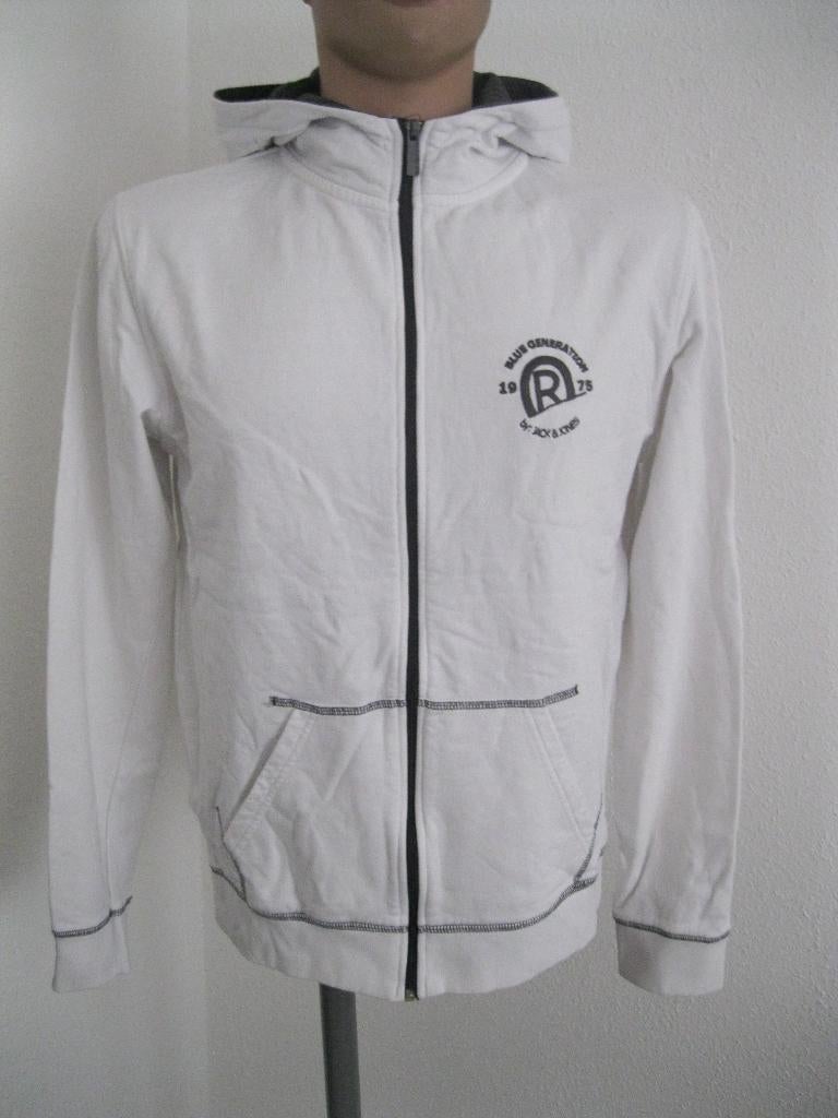 maat M, 1 witte Jack & Jones vest/ hoodie met borduur, 66 cm, Ophalen of Verzenden, Gedragen, Wit, Jack & Jones