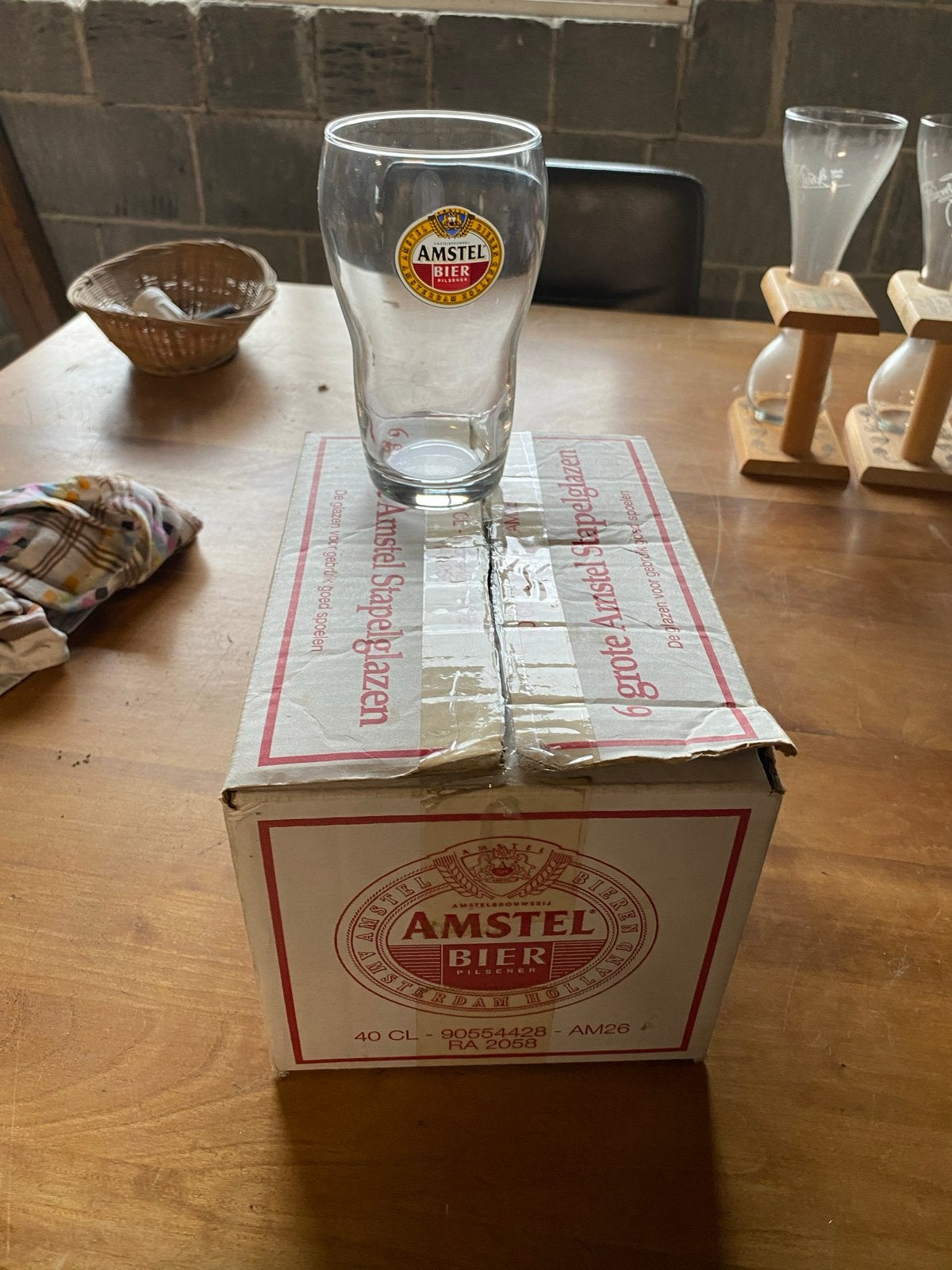 Amstel Bier Stapelglazen - 6 stuks, 40 CL Historisch, Nieuw, Ophalen of Verzenden, Overige merken, Glas