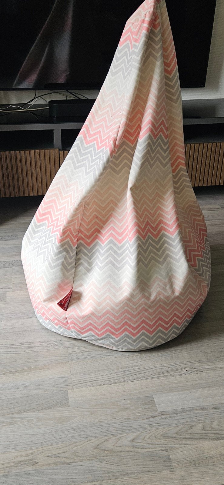 Lounge Pug zitzak - Roze/Grijs zigzag patroon, Ophalen of Verzenden