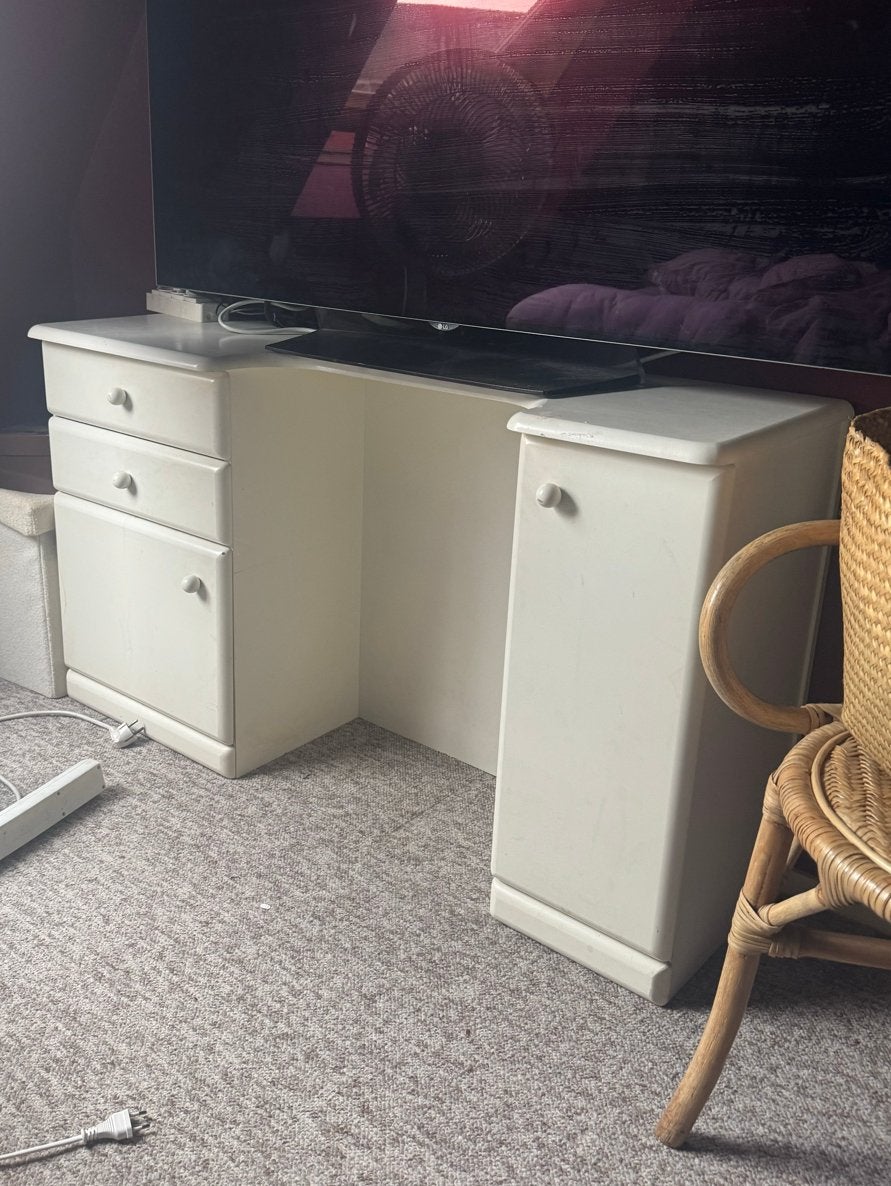Kaptafel met lades en kasten - 68 cm hoog, Huis en Inrichting, Tafels | Kaptafels, Ophalen, Gebruikt, 100 tot 150 cm, Minder dan 100 cm