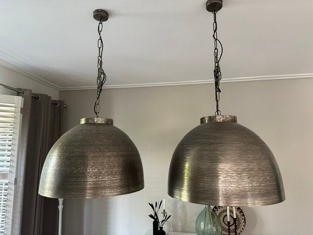 2 Nikkel lampen, Ophalen, E27 (groot), Zo goed als nieuw, Metaal