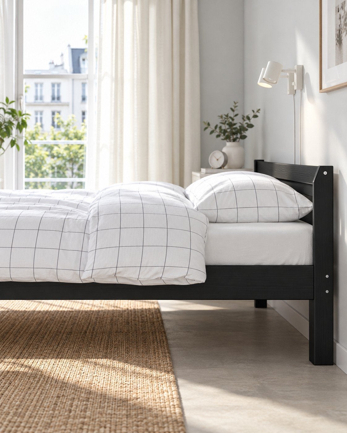 IKEA tweepersoonsbed – zwart geverfd – modern design, Ophalen, Gebruikt, Zwart, Tweepersoons