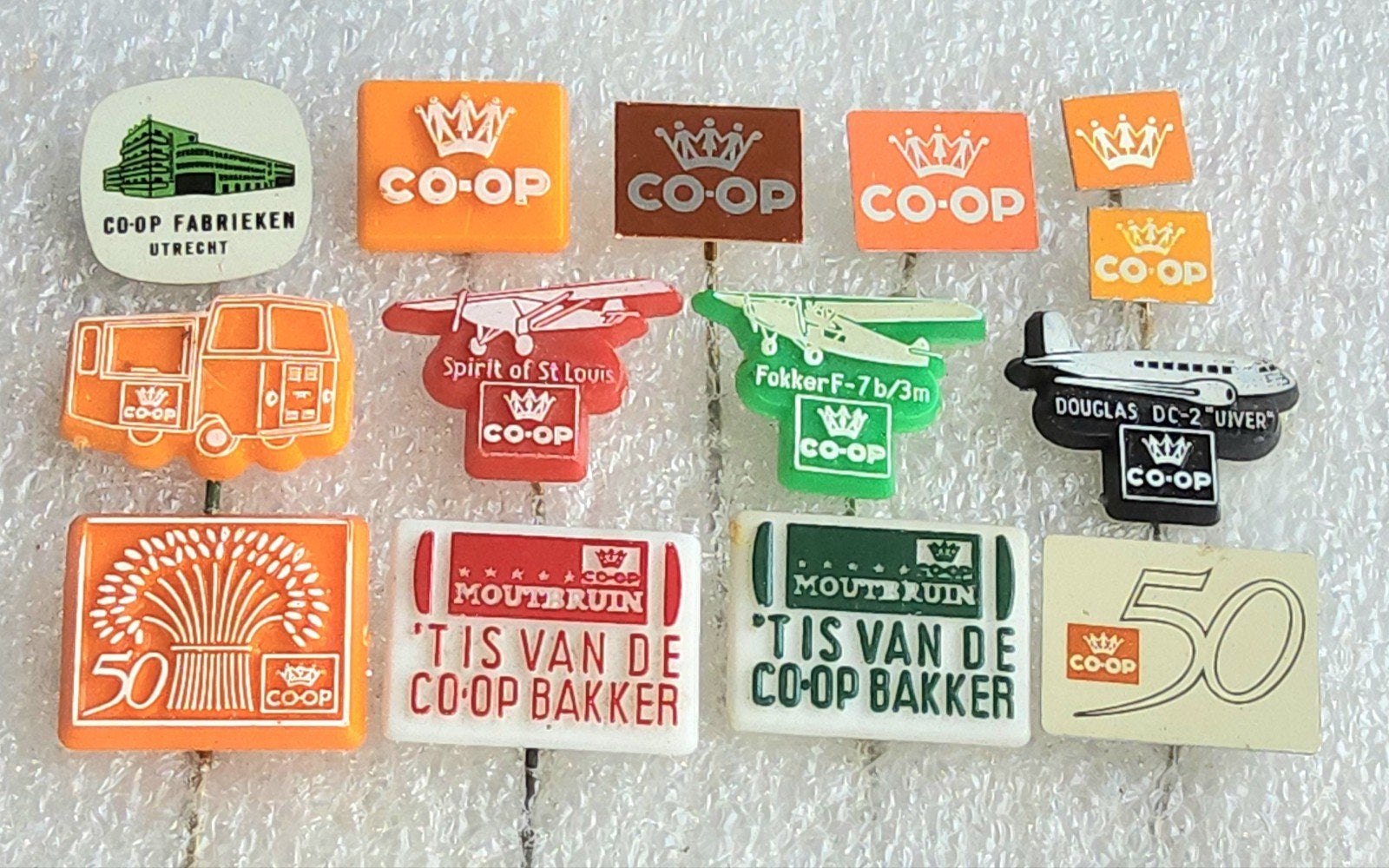 14 CO-OP Speldjes - Vintage Collectie, Ophalen of Verzenden, Gebruikt, Transport, Speldje of Pin