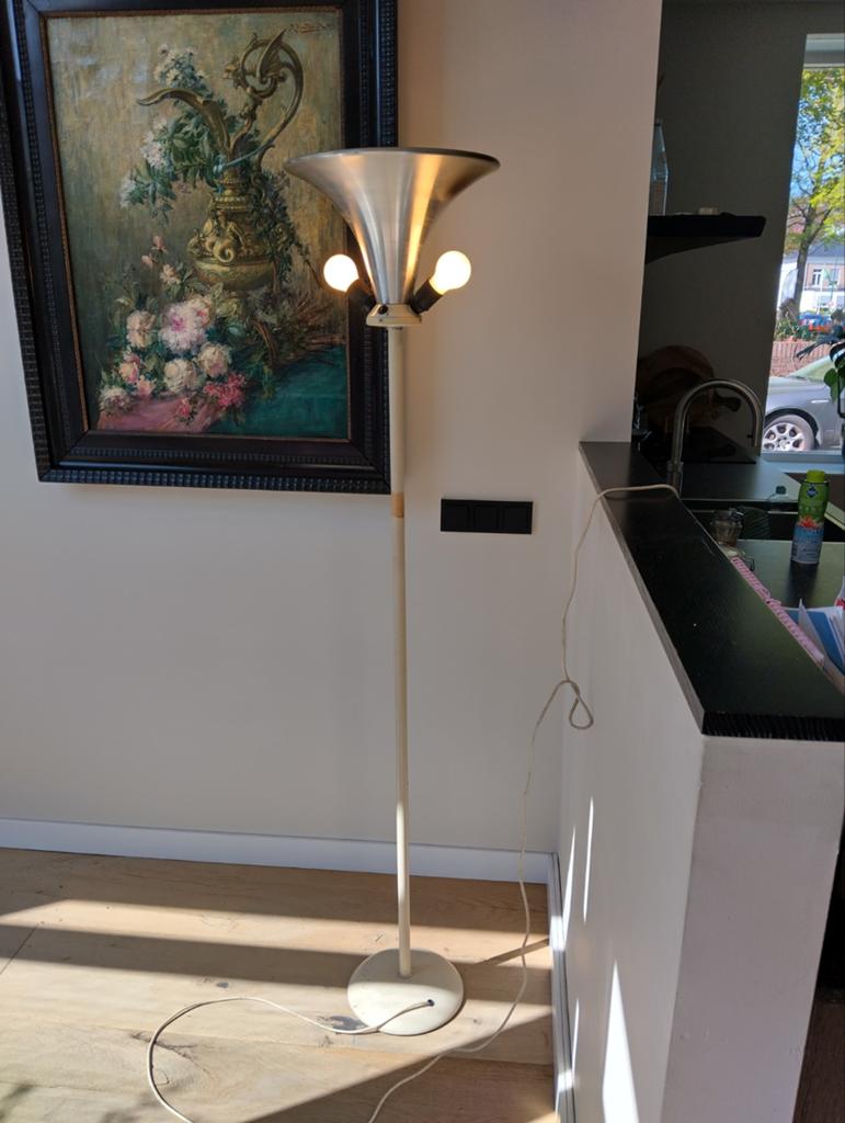 Gispen prachtige vintage vloerlamp uit 50's, Huis en Inrichting, Lampen | Vloerlampen, Ophalen, Gebruikt, Overige materialen, Vintage, Retro
