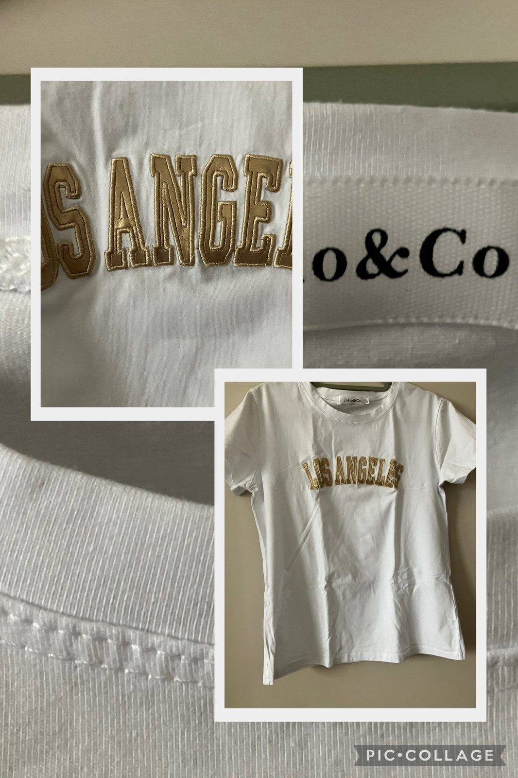 Nieuw/wit t shirt beige tekst/M-Jolio & Co, Maat 38/40 (M), Wit, Nieuw, Ophalen of Verzenden