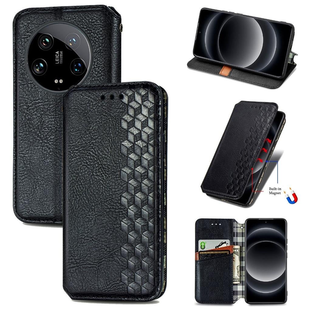 Luxe PU Lederen Wallet Case Set voor Xiaomi 14 Ultra _ Zwart, Verzenden, Nieuw, Hoesje of Tasje
