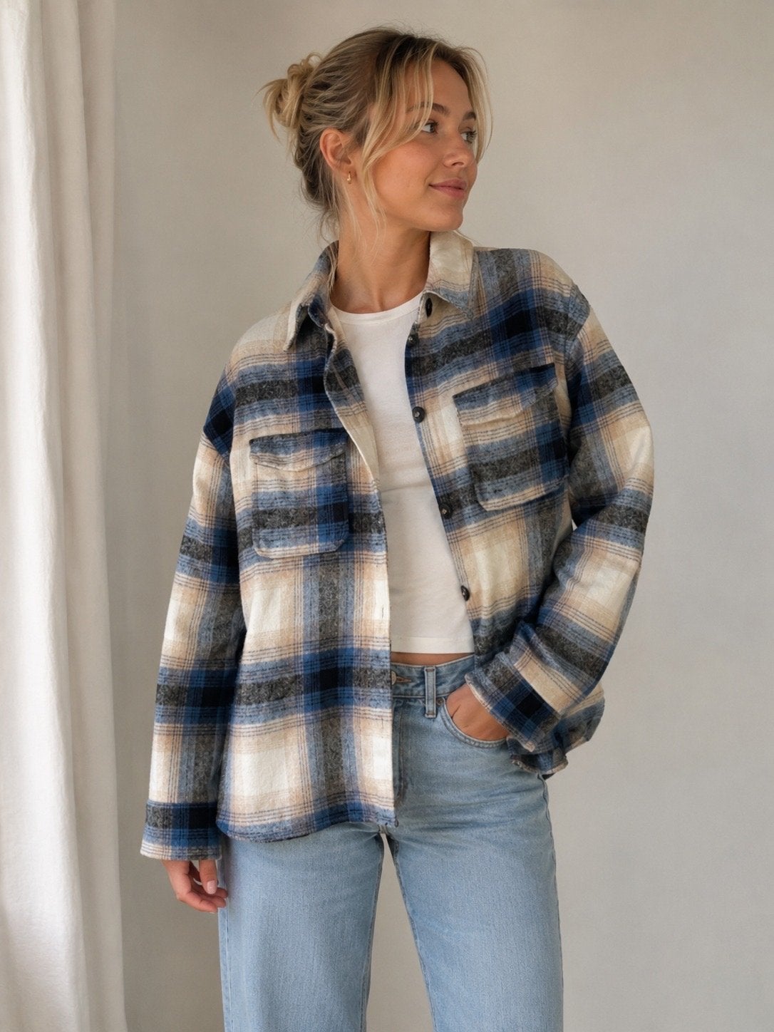 Studio Only geruite shacket - Maat XS, Kleding | Dames, Verzenden, Zo goed als nieuw, Maat 34 (XS) of kleiner, Blauw