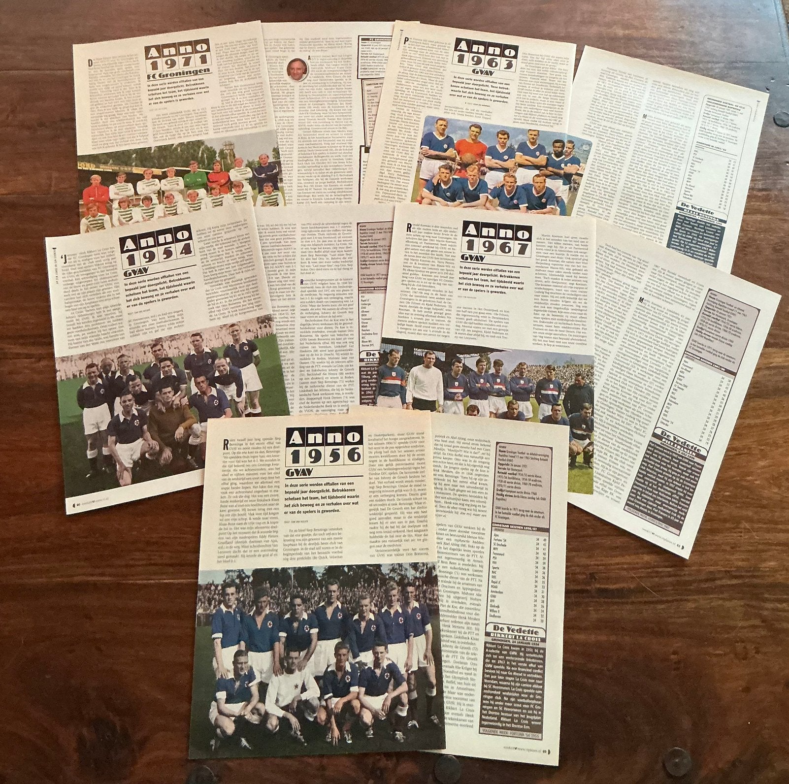 Voetbal artikel 4x Anno GVAV en 1x FC Groningen, Verzamelen, Ophalen of Verzenden, Knipsel(s)