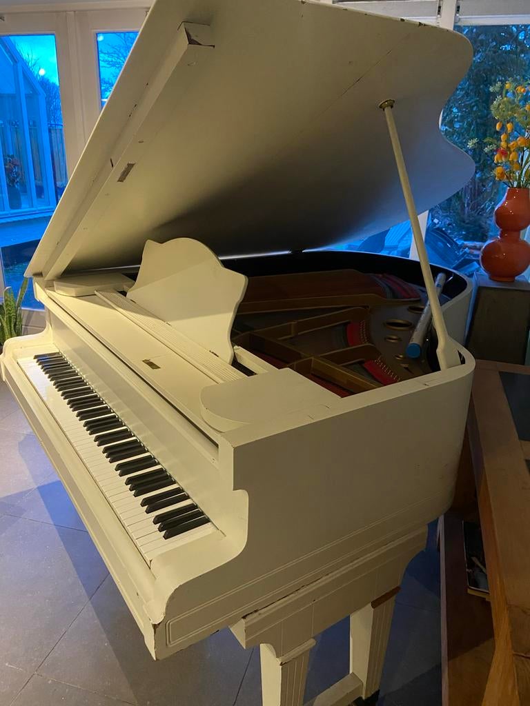 Oude witte vleugel, Muziek en Instrumenten, Piano's, Ophalen, Gebruikt, Wit, Vleugel