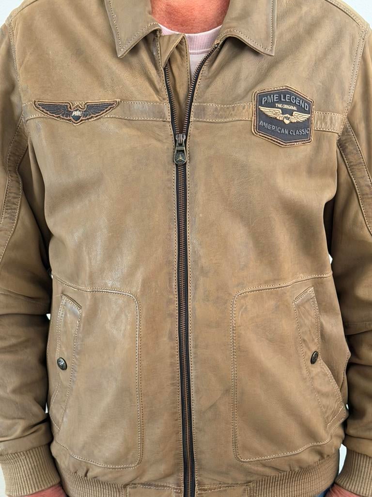 PME SUMMER HUDSON leren jas maat L, Ophalen, Zo goed als nieuw, Maat 52/54 (L), Bruin