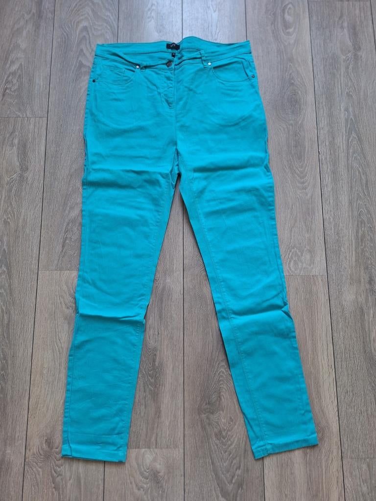 Mooie turquoise katoenen broek - maat 44 (LIV), Blauw, Maat 42/44 (L), Ophalen of Verzenden, Zo goed als nieuw