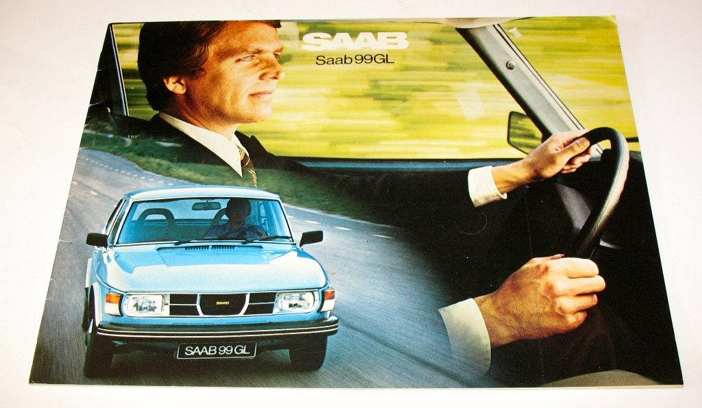 Autofolder Saab 99 GL 99GL 1977/1978 ZGAN brochure folder, Ophalen of Verzenden, Zo goed als nieuw, Overige merken, Saab