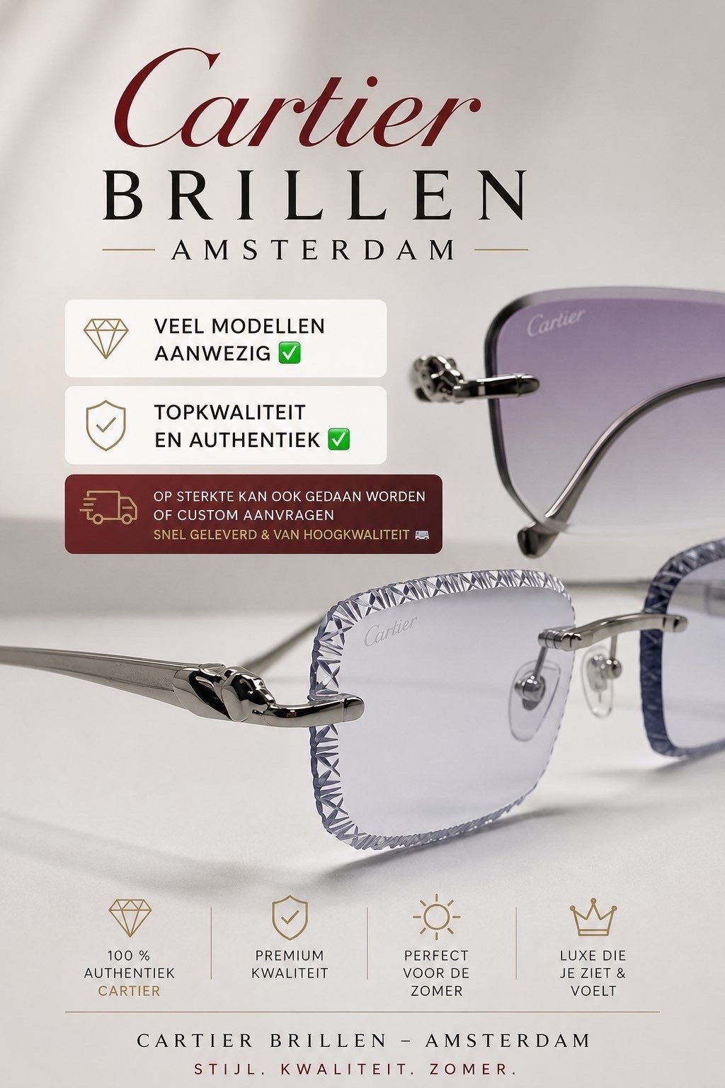 Cartier brillen op sterkte, zonnebrillen en meekleurende gla, Ophalen of Verzenden, Nieuw, Bril, Overige merken