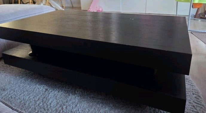 Moderne zwarte salontafel met opbergruimte, Ophalen, Gebruikt, 100 tot 150 cm, 50 tot 100 cm