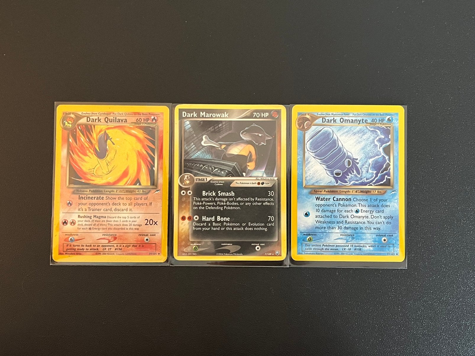 Setje Dark Pokémon - Quilava, Marowak, Omanyte, Ophalen of Verzenden, Zo goed als nieuw, Meerdere kaarten