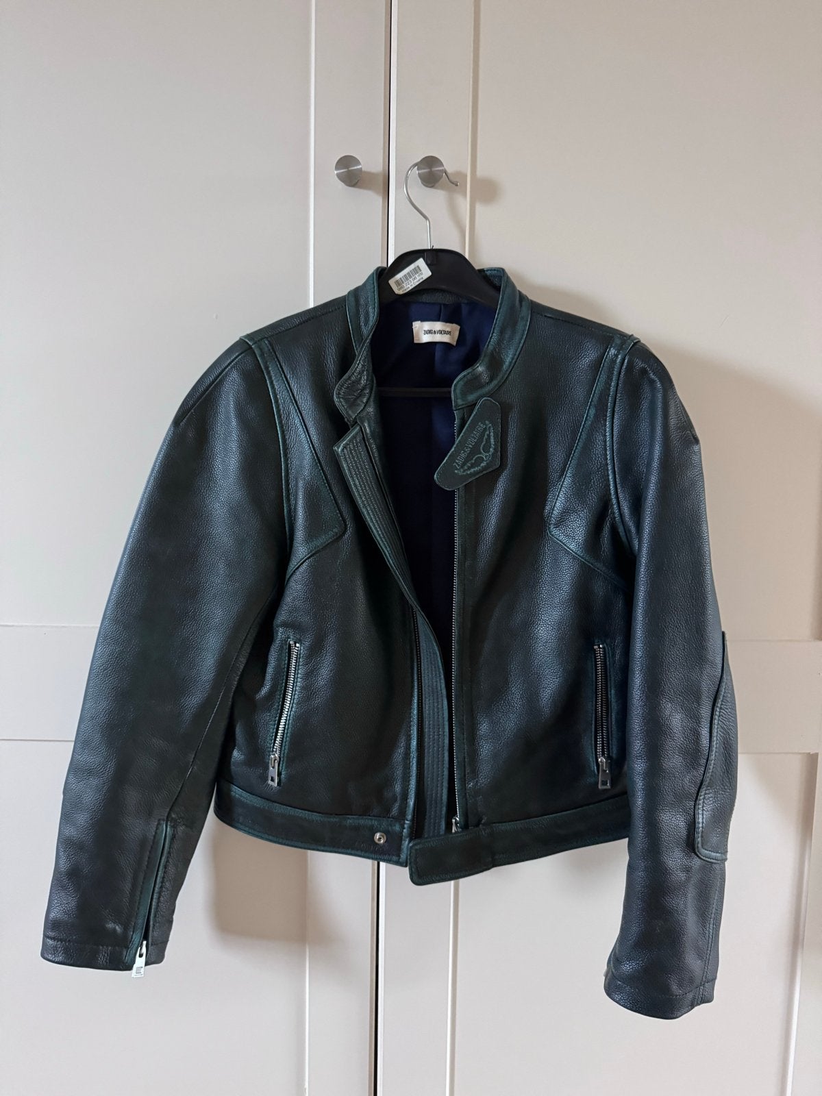 Zadig & Voltaire Leren Jas - Donkergroen - Maat S, Ophalen of Verzenden, Zo goed als nieuw, Maat 38/40 (M), Groen