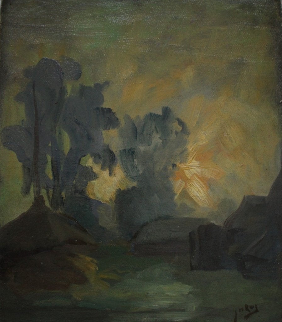 Jaap de Ruig, olieverf op doek., Antiek en Kunst, Landschap, Olieverf, Klassiek, Doek