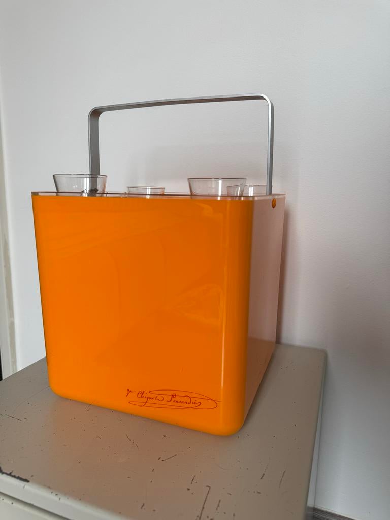 Veuve Clicquot Ice Cube Champagnekoeler Oranje, Flessenkoeler, Kunststof, Ophalen of Verzenden, Zo goed als nieuw