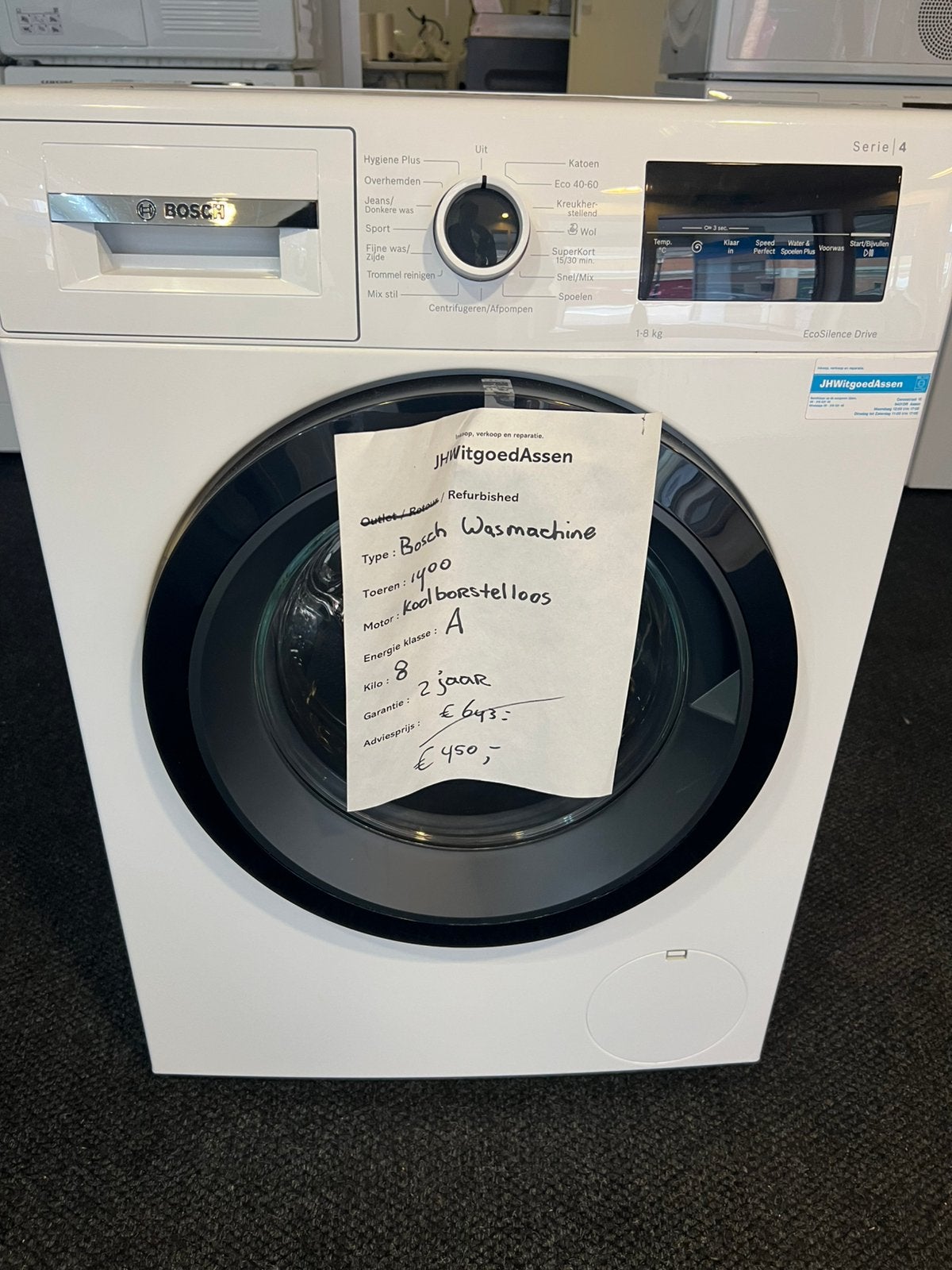 Zgan bosch wasmachine. 2 jaar garantie.Garantie en bezorgd., 1200 tot 1600 toeren, Minder dan 85 cm, 8 tot 10 kg, Refurbished