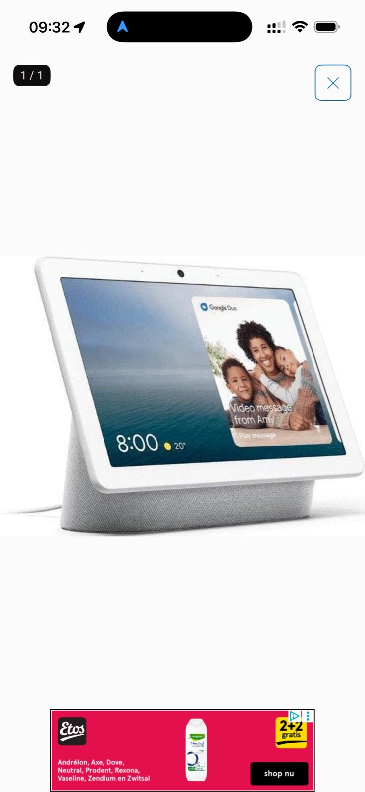 Google Nest Hub - Smart Display met Google Assistent, Ophalen of Verzenden, Zo goed als nieuw, Wi-Fi, 7 inch of minder