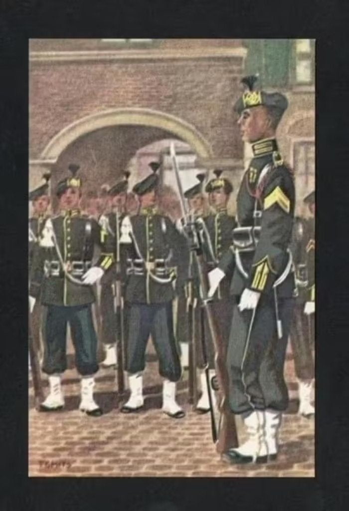 Militaire Ansichtkaart Garderegiment Jagers Sergeant., Verzamelen, Ophalen of Verzenden, 1940 tot 1960, Ongelopen, Ambachten of Beroep