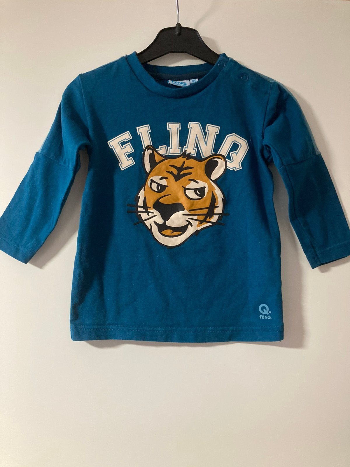 Flinq Longsleeve Tijger Maat 80 blauw, Ophalen of Verzenden, Zo goed als nieuw, Jongetje, Shirtje of Longsleeve