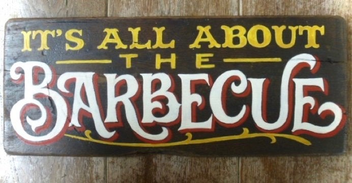Stoer vintage eikenhouten reclame bord/slagerij/barbecue/bbq, Hout, Ophalen of Verzenden, Handgemaakt, Dj.kammeraat@telfort.nl