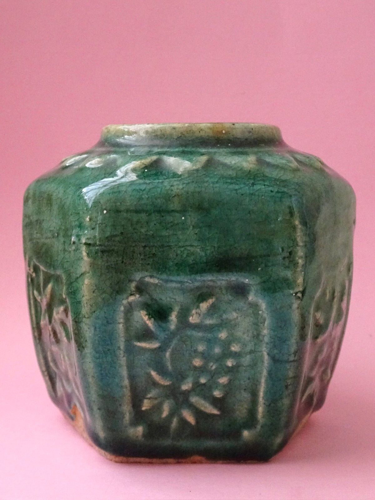 Antiek vintage gemberpot groen keramiek vaas pot design, Ophalen