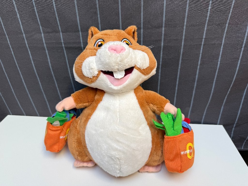 Vintage Albert Heijn Hamster Knuffel met Boodschappentasjes, Hamster, Ophalen of Verzenden, Zo goed als nieuw, Middelgroot (20 tot 80 cm)