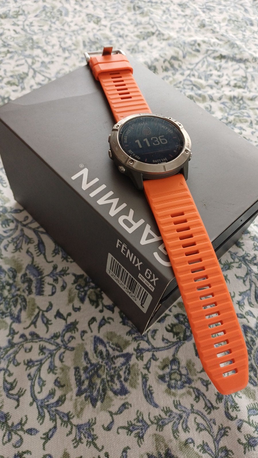 Garmin Fenix 6X Pro Solar Smartwatch - Originele oranje Band, Ophalen of Verzenden