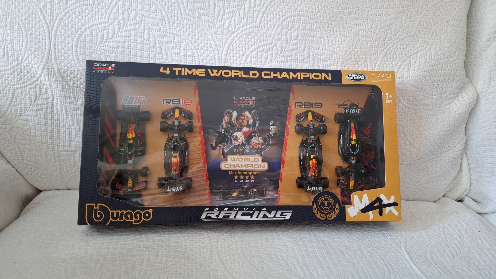 Bburago Max Verstappen 4x Wereldkampioen F1 Set 1:43, Overige merken, Auto, Verzenden, 1:32 tot 1:50