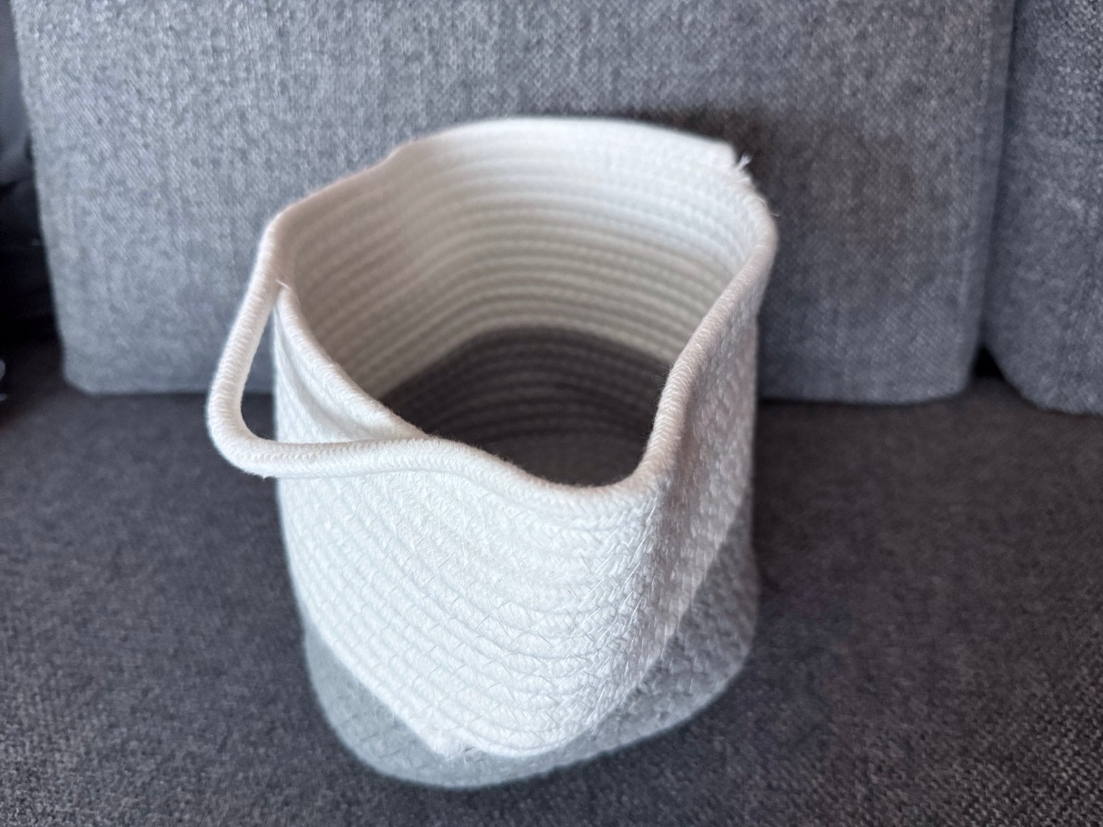 Opbergmandje van gevlochten textiel - Grijs/Wit, Huis en Inrichting, Woonaccessoires | Schalen en Manden, Gevlochten, Mand, Textiel