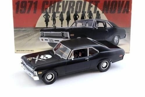 Chevrolet Nova, matt black, 1971 / Green Light / 1:18, Overige merken, Auto, Nieuw, Ophalen of Verzenden