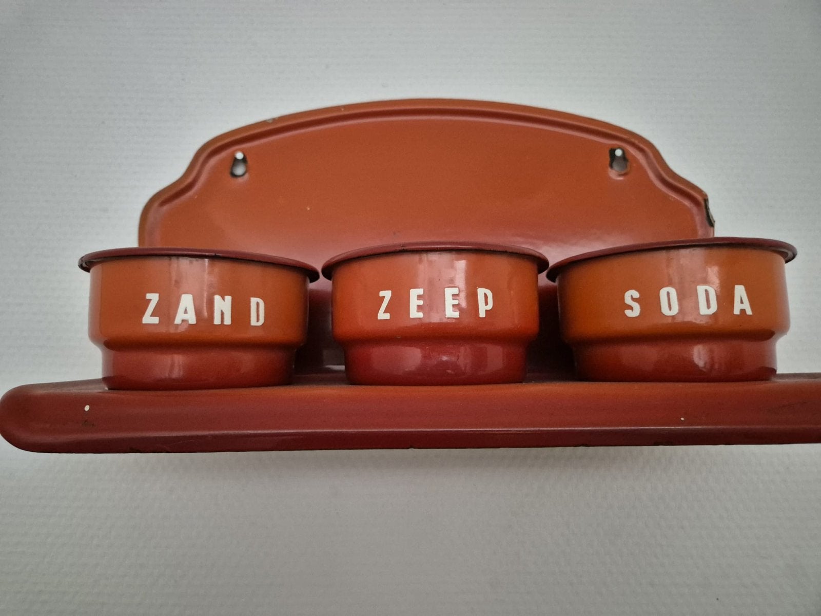 Vintage emaille Zand Zeep Soda rekje, Antiek en Kunst, Ophalen