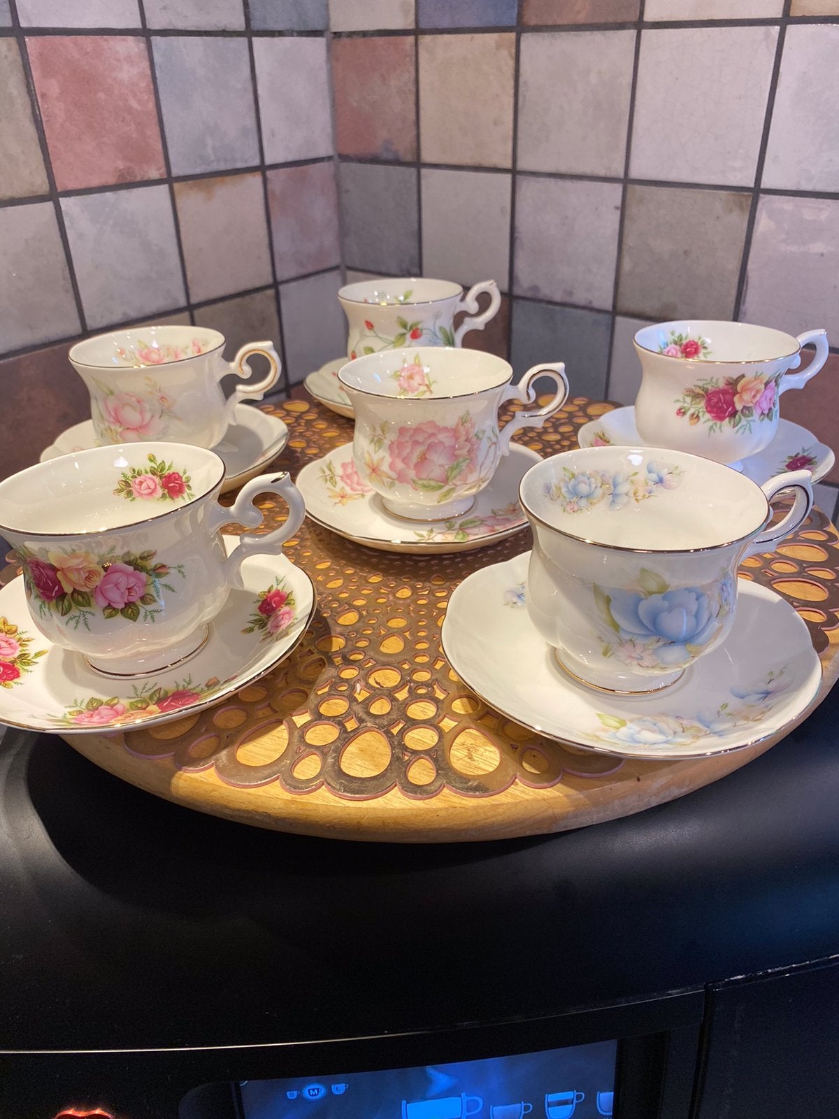 Royal Canterburry,fine Bone China,6 vintage kop en schotel, Ophalen of Verzenden