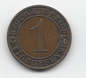 Duitse Rijk 1 reichspfennig 1928 (A) KM# 37, Verzenden, Duitsland, Losse munt