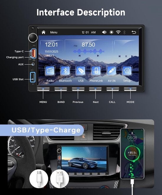 Autoradio 2-DIN – Dubbele Din Radio – Auto Multimedia Speler, Corvance B.V., Verzenden, Nieuw, Corvancebol@gmail.com