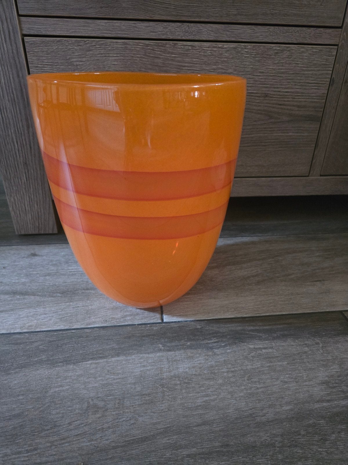 Oranje glazen vaas pot, Ophalen of Verzenden, Oranje