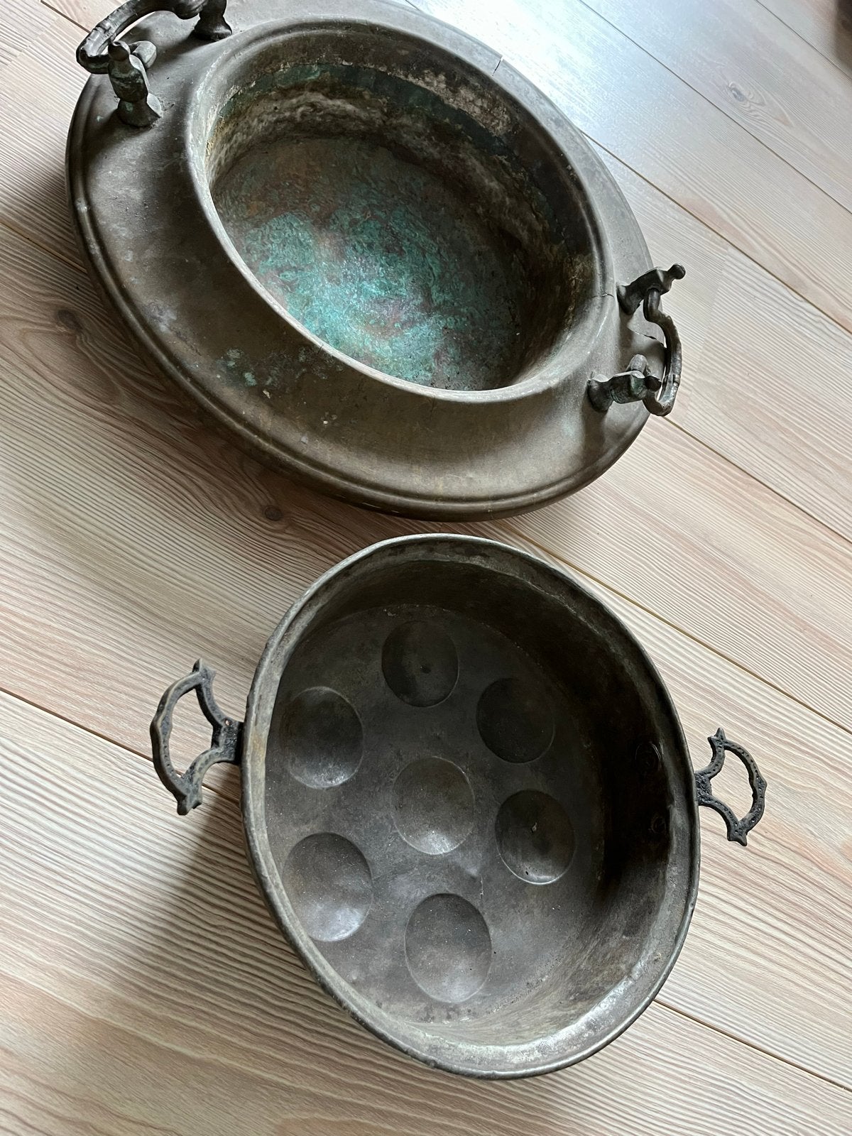 Brocante brassero en slakkenpan - zware kwaliteit, Verzenden