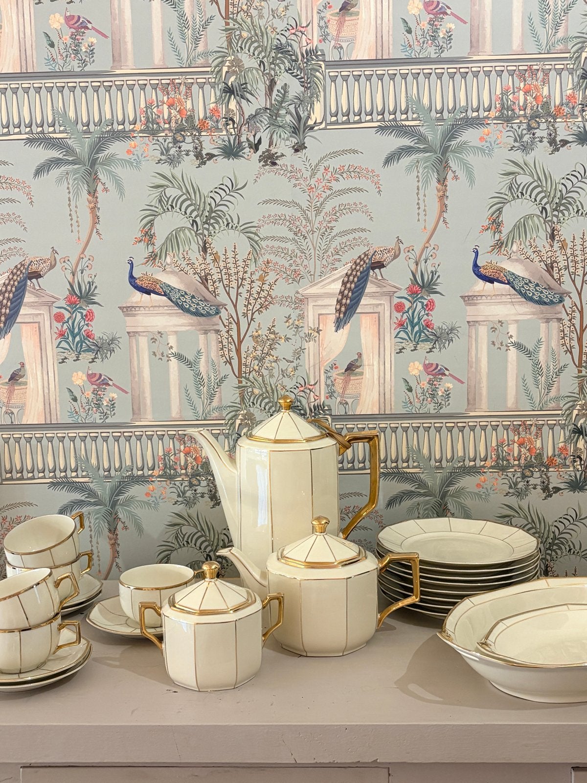 Antiek Art Deco Porseleinen Koffie- en Theeservies