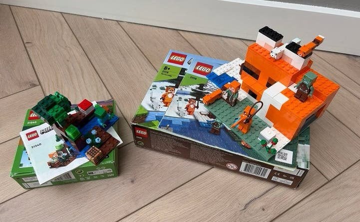 LEGO Minecraft sets: De Vossenlodge (21178) en Het Moerasavo, Ophalen, Gebruikt, Minecraft, Lego