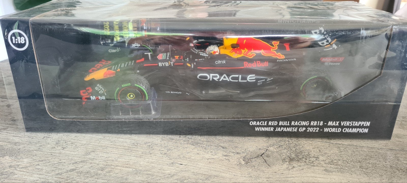 Minichamps RB18 Verstappen Japan GP wereld kampioen 2022 new, Ophalen of Verzenden, Nieuw, Auto, MiniChamps