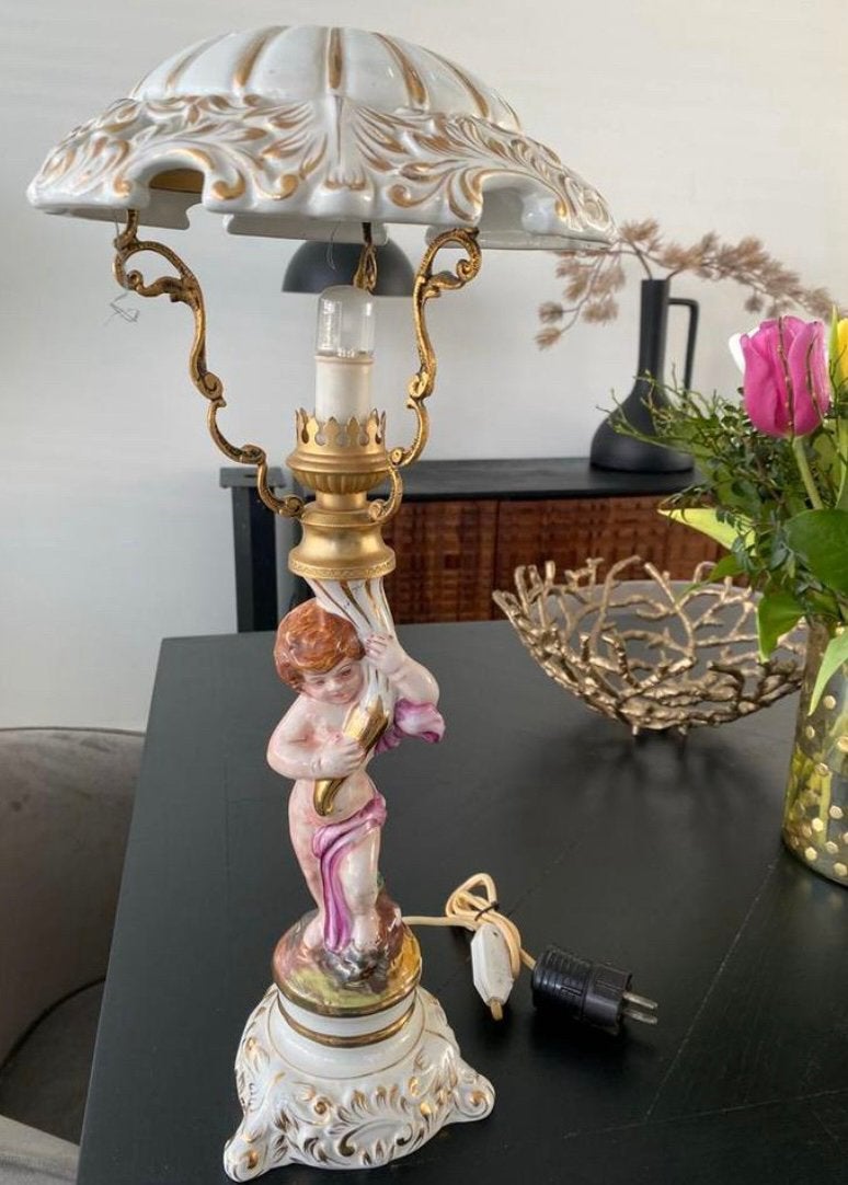 Vintage porseleinen lamp Bassano -54 cm, Ophalen of Verzenden