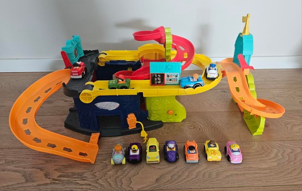 Fisher Price autogarage met auto's, Ophalen of Verzenden, Zo goed als nieuw, Speelset