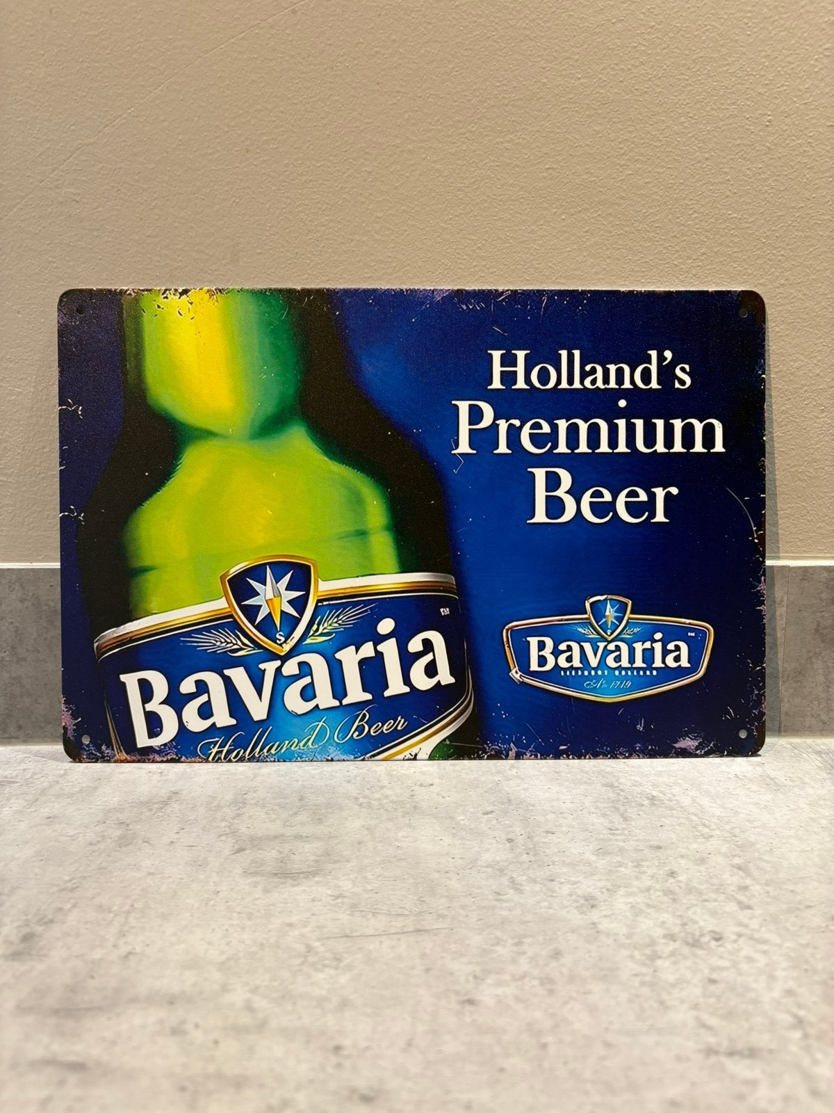 Mancave Bar Café Wanddecoratie metalen bordje Bavaria bier, Ophalen of Verzenden, Zo goed als nieuw, Reclamebord, Plaat of Schild