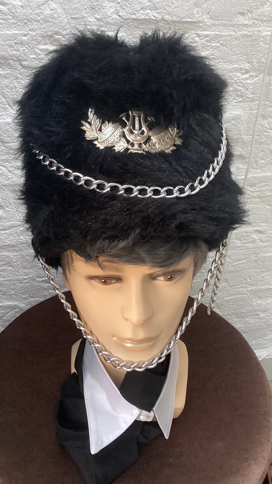 Kolbakken , fanfare pet , zwart met blauwe bovenkant, Ophalen of Verzenden, Zo goed als nieuw, Accessoires