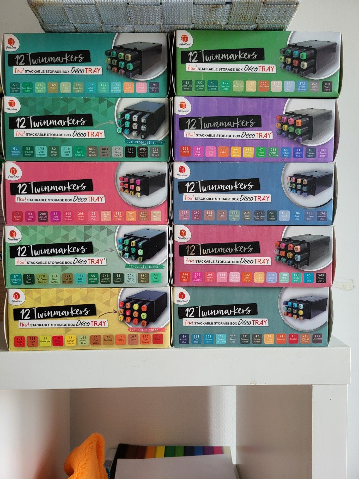 DecoTime Twinmarkers - Diverse Sets in Stapelbare Box, Hobby en Vrije tijd, Ophalen of Verzenden, Zo goed als nieuw, Overige typen